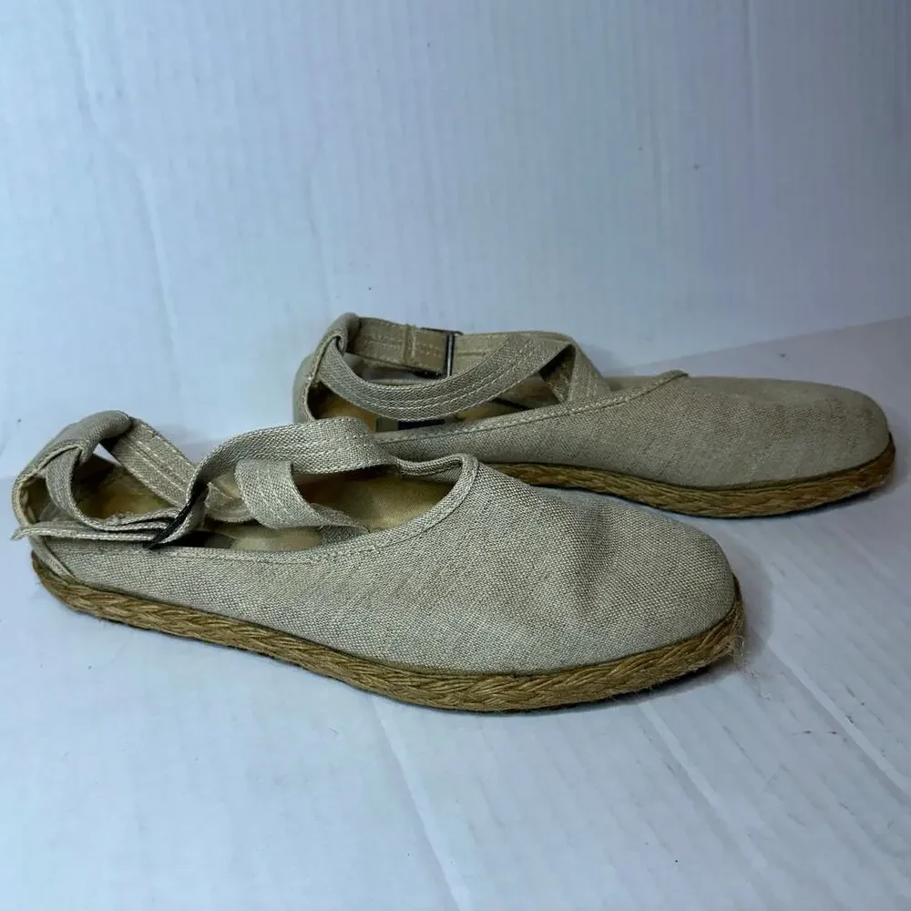 Keds Size 7.5 Women's Tan Vacation Canvas Criss Cross Strappy Espadrilles Casual